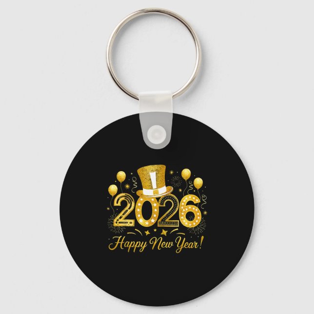 Porte-clés Happy New Year Balloons Party 2026 Together Family (Recto)