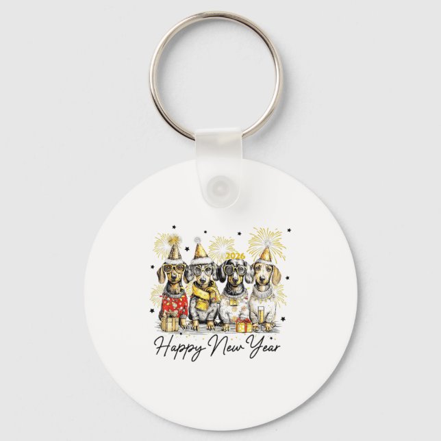 Porte-clés Happy New Year Dachshund Dog Lover 2026 New Year H (Recto)