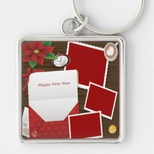 Porte-clés Happy New Year with Holly Add Photos de Keychain