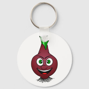 Porte-clés Happy Onion Vegan Vegetable Illustration