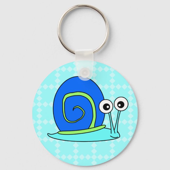 Porte-clés Happy Snail Cartoon Porte - clé - Bleu (Recto)