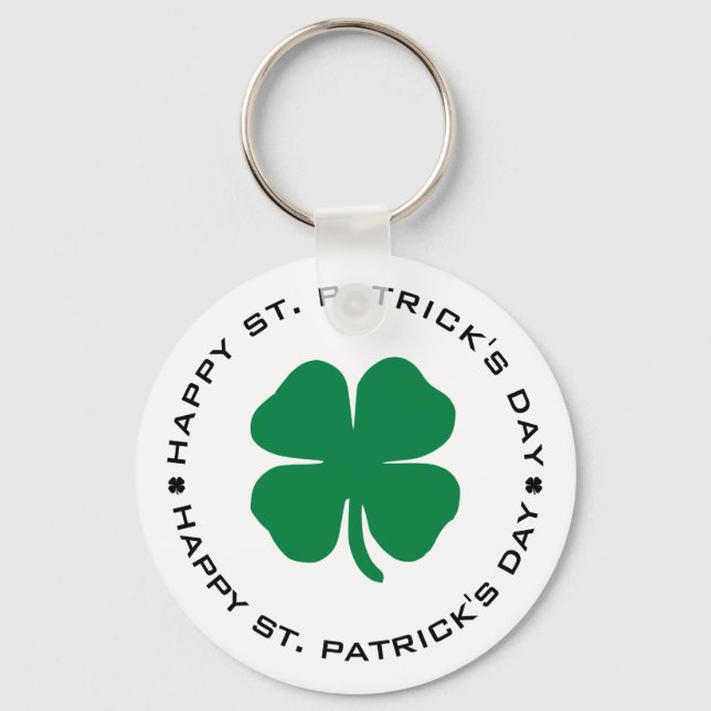 Porte-clés Happy St. Patrick's Day Shamrock Lucky Charm (Recto)