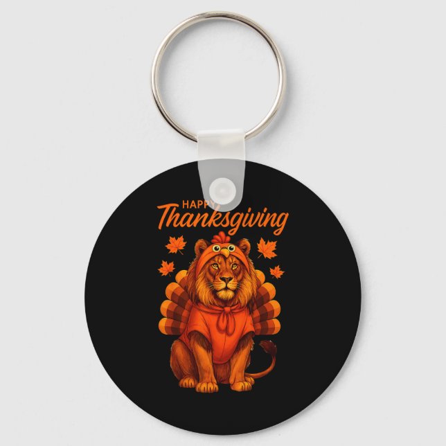 Porte-clés Happy Thanksgiving Lion Women Boys Girls Kids Outf (Recto)