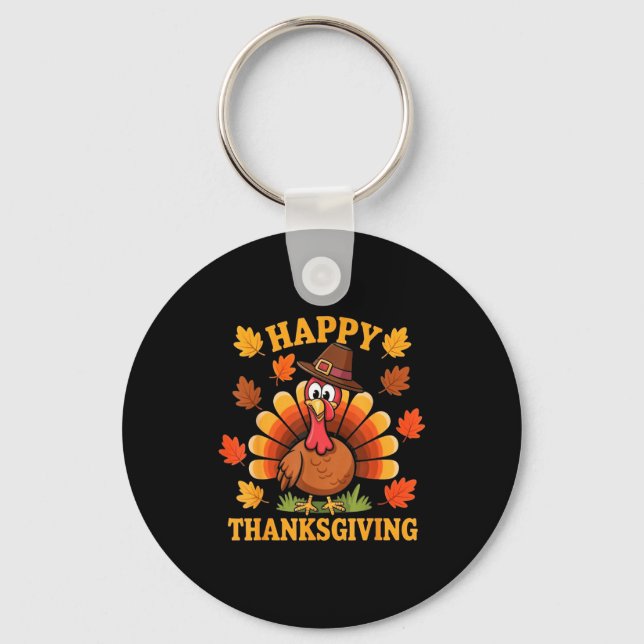 Porte-clés Happy Thanksgiving Turkey Family Dinner Thanksgivi (Recto)
