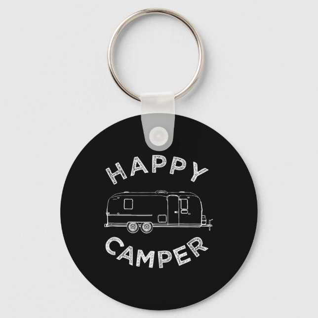 Porte-clés Happy Trailer Camper, Retro Camping Caravan Tee (Recto)