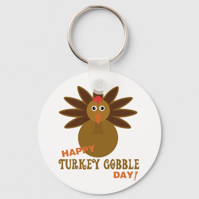 Porte-clés Happy Turkey Gobble Day Thanksgiving (Recto)