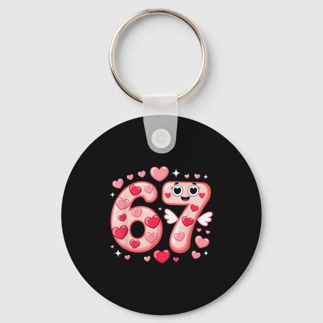 Porte-clés Happy Valentine’s Day 67 Meme Hearts Coquette Bow  (Recto)
