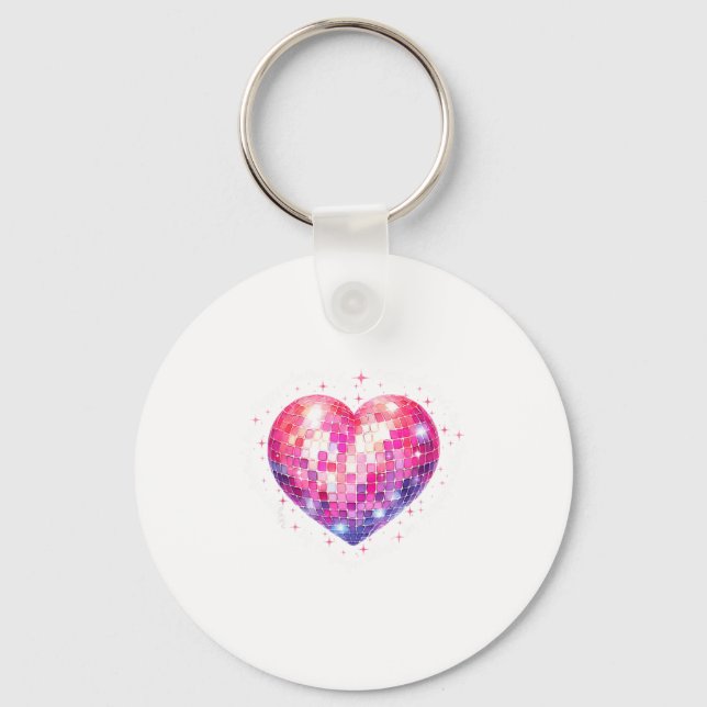 Porte-clés Happy Valentine's Day Coquette Nk Disco Ball Heart (Recto)