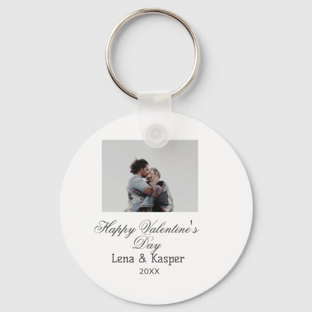 Porte-clés Happy Valentine's day couple photo modern simple t (Recto)