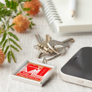 Porte-clés Happy Valentine's Day Text Forever Love Hearts Red