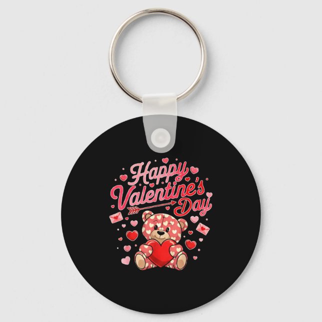 Porte-clés Happy Valentines Day Women Cute Bear Valentine Hea (Recto)