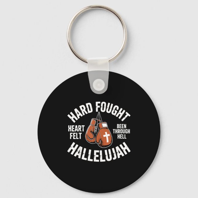 Porte-clés Hard Fought Hallelujah Boxing Gloves Christian Box (Recto)