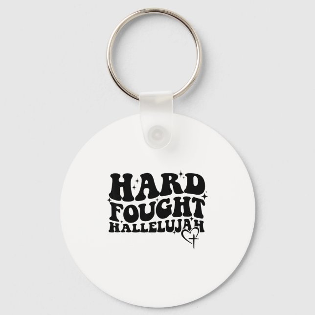 Porte-clés Hard Fought Hallelujah Cross Heart Sparkle Art  (Recto)