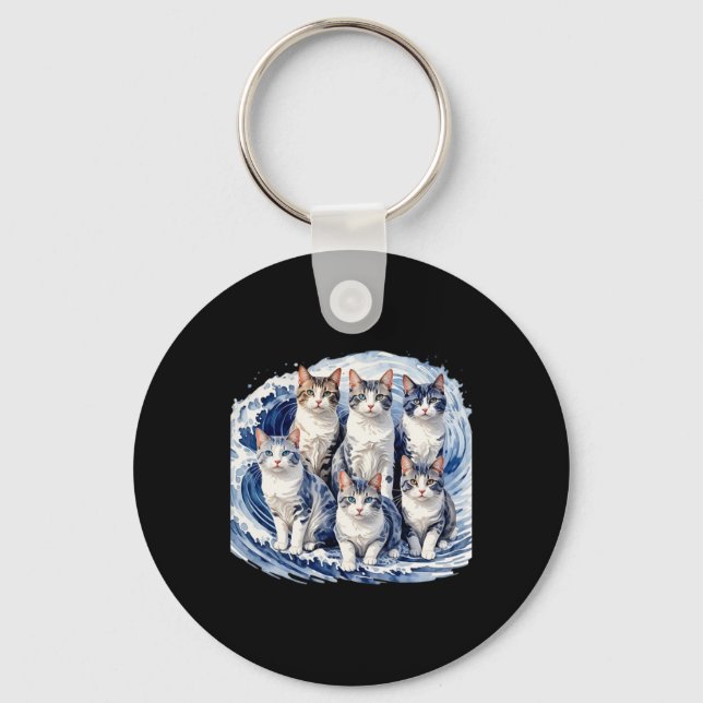 Porte-clés Harris Blue Cats Wave - Drôle Pour Les Propriétair (Recto)