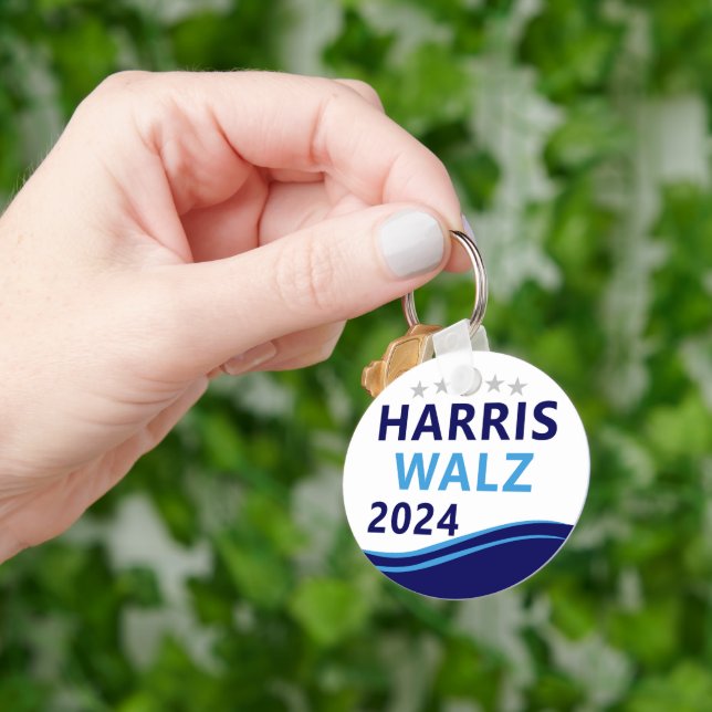 Porte-clés Harris Walz 2024 pour le président Blue Wave (main)