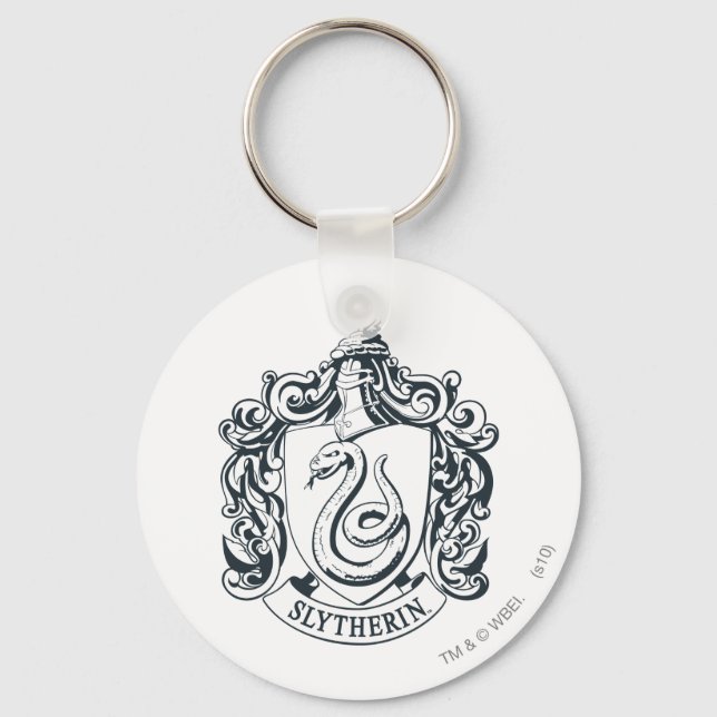 Porte-clés Harry Potter | Blason de Serpentard - Noir et Blan (Recto)
