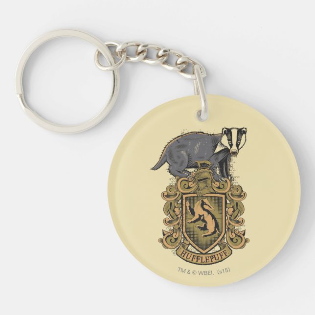 Porte-clés Harry Potter | Cimier de Hufflepuff avec Badger (Devant)