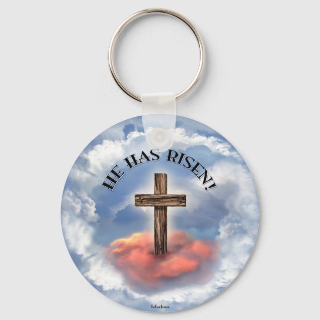 Porte-clés Has Risen Rugged Cross With Clouds (Recto)