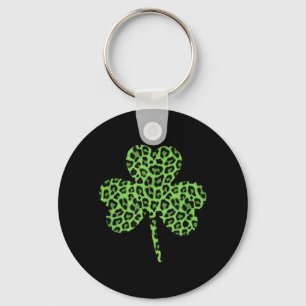 Porte-clés Haut de chemise à motif léopard trèfle vert mignon