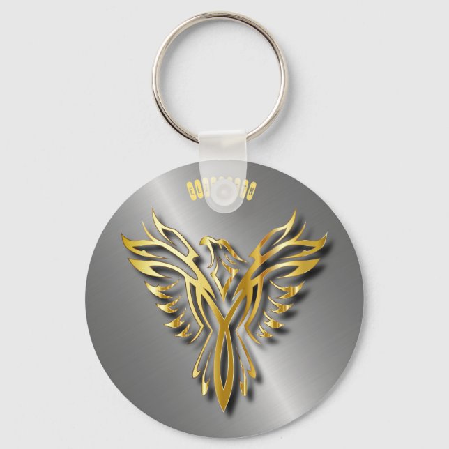 Porte-clés Hautement Golden Phoenix Gold Flames Avec Ombres (Recto)