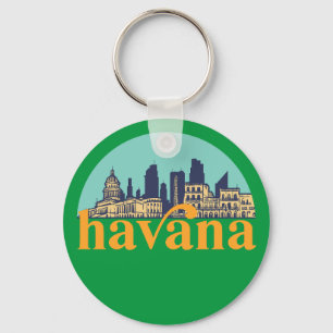 Porte-clés Havana Cuba Vintage City Skyline Cityscape Art