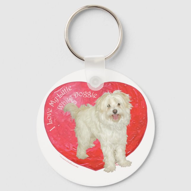 Porte-clés Havanese / Westie Mix Saint-Valentin (Recto)