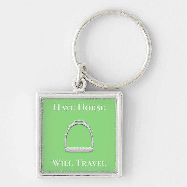 Porte-clés "Have Horse Will Travel" Stirrup Iron Lime Green (Devant)