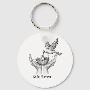 Porte-clés Havre de Paix - Oiseau dans les Mains Humaines Mar