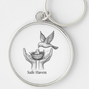 Porte-clés Havre de Paix - Oiseau dans les Mains Humaines Mar