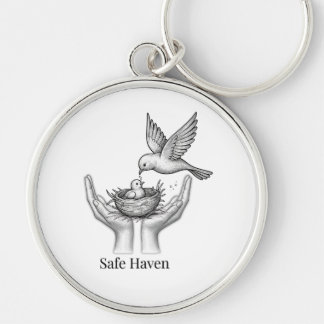 Porte-clés Havre de Paix - Oiseau dans les Mains Humaines Mar