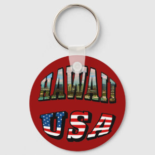 Porte-clés Hawaii Picture et USA Flag Text