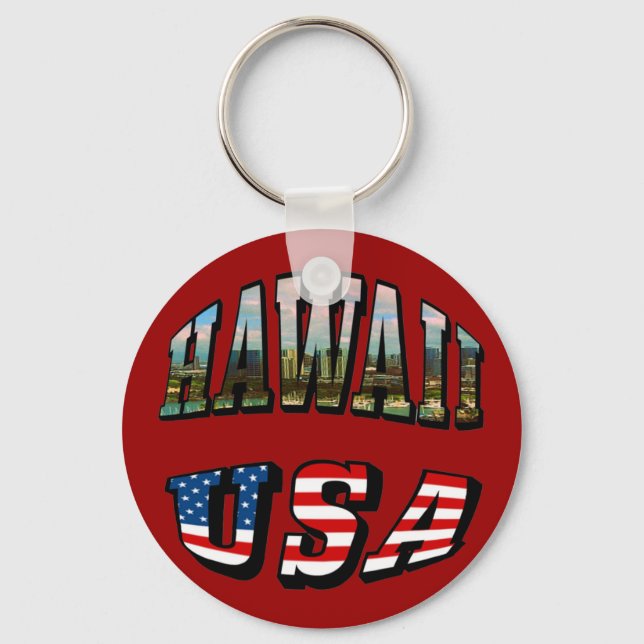 Porte-clés Hawaii Picture et USA Flag Text (Recto)