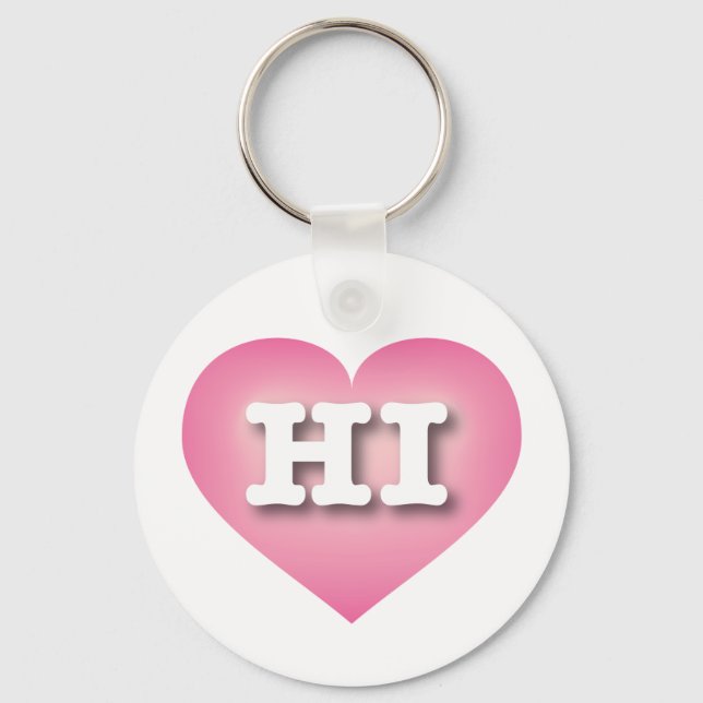 Porte-clés Hawaii Pink Fade Heart - J'aime HI (Recto)