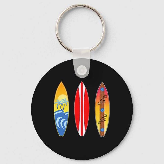 Porte-clés Hawaii Tiki Polynésien Surf Surf Surfboard (2 côté (Recto)