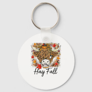 Porte-clés Hay Fall Highland Cow Leopard Thanksgiving Heifer