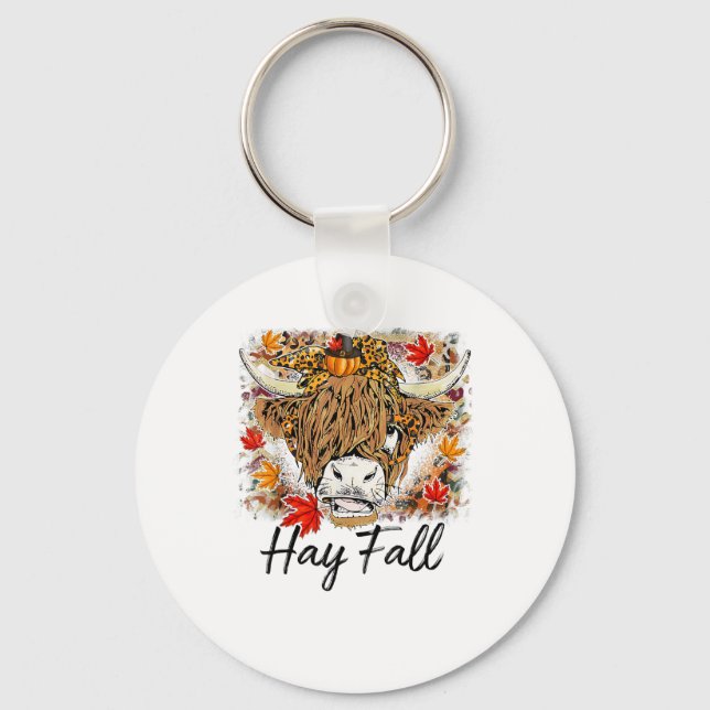 Porte-clés Hay Fall Highland Cow Leopard Thanksgiving Heifer (Recto)