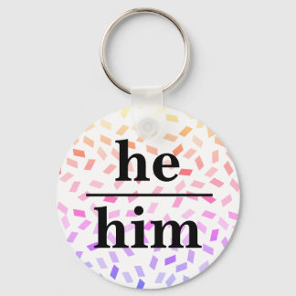 Porte-clés He him pastel rainbow sprinkles pronoun keychain
