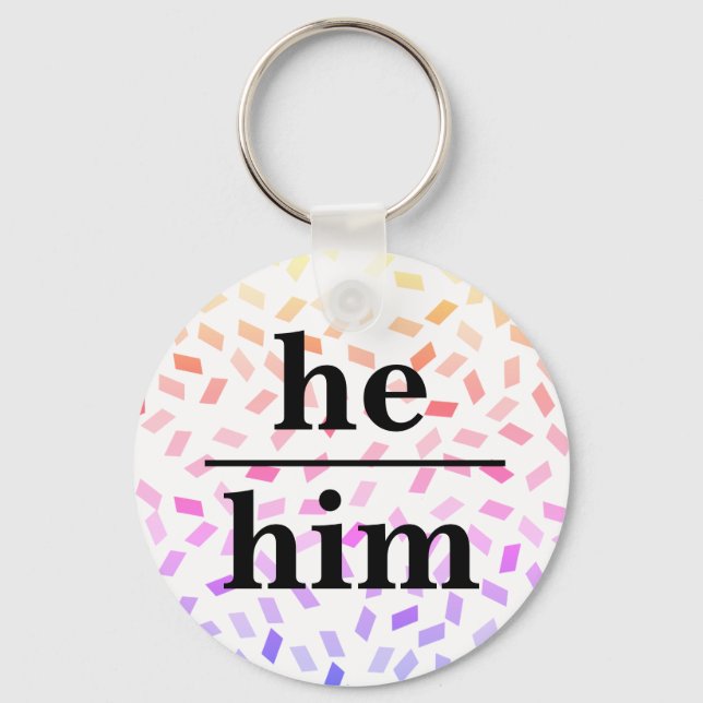 Porte-clés He him pastel rainbow sprinkles pronoun  keychain (Recto)