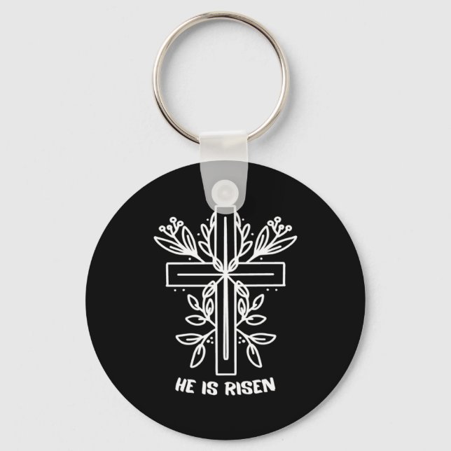 Porte-clés He Is Risen Cross Jesus Religious Easter Day Chris (Recto)