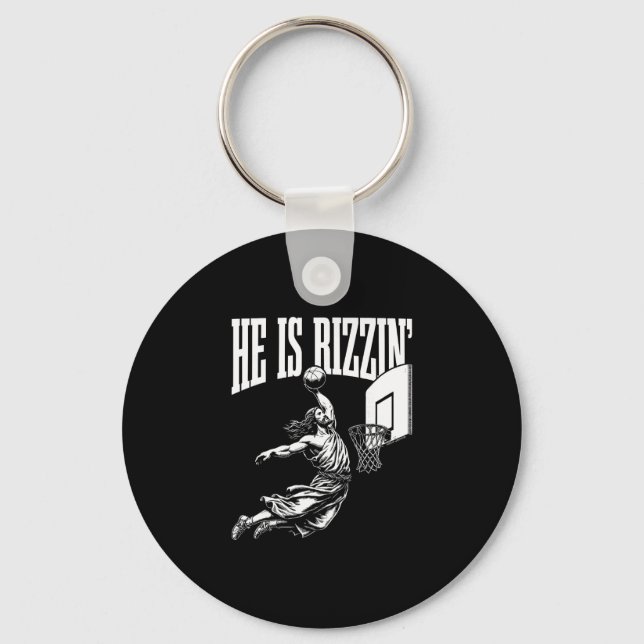 Porte-clés He Is Rizzin Funny Jesus Sketll Meme Easter Christ (Recto)