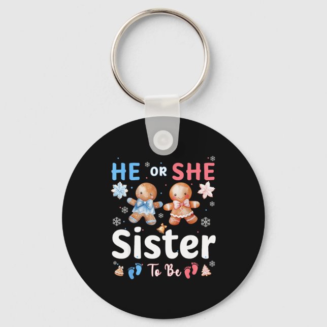 Porte-clés He Or She Sister To Be Christmas Gingerbread Gende (Recto)