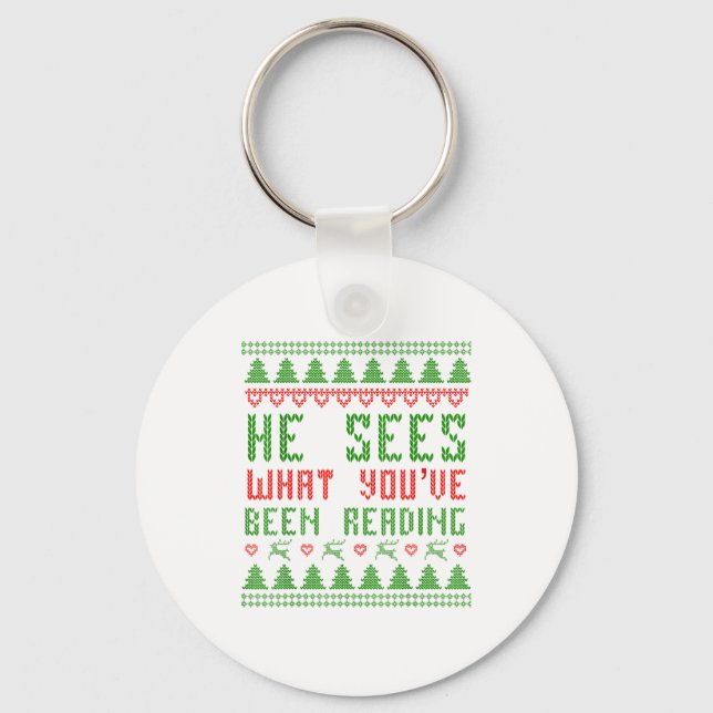 Porte-clés He Sees What You've Been Reading Christmas Book Wo (Recto)