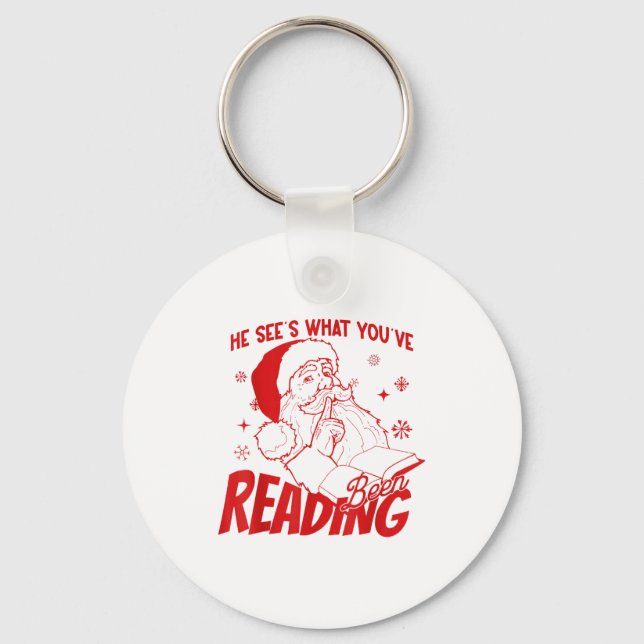 Porte-clés He Sees What You've Been Reading Santa Bookish Chr (Recto)