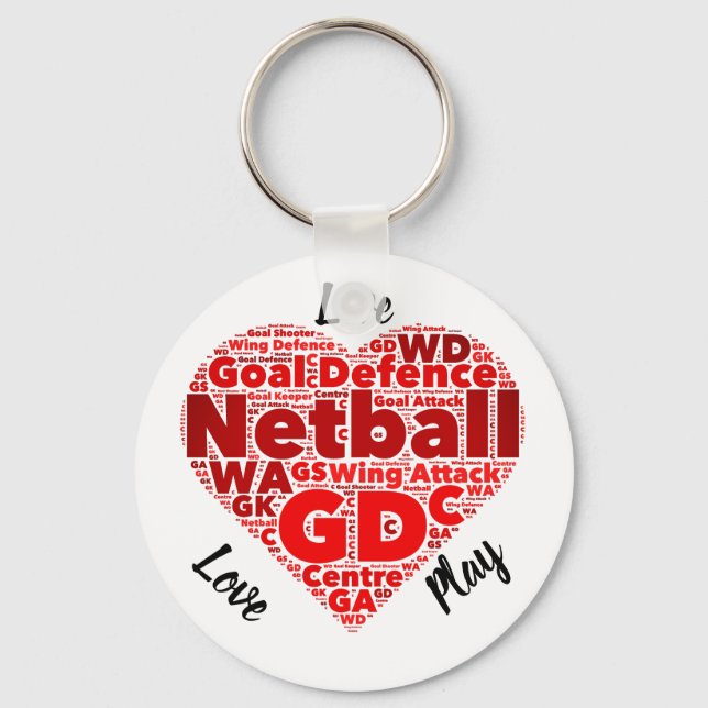 Porte-clés Heart Design GD Inspirational Netball (Recto)