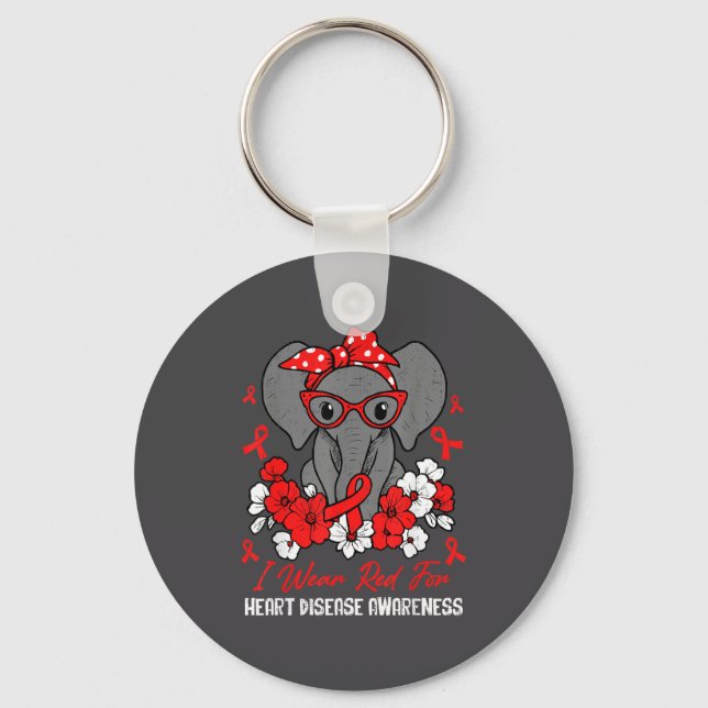 Porte-clés Heart Health Elephant Red Ribbon Heart Disease Awa (Recto)