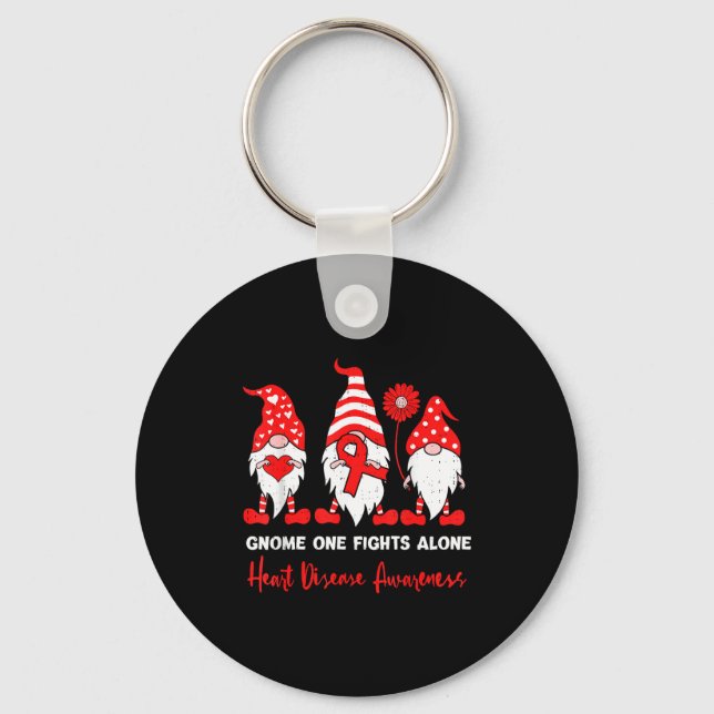 Porte-clés Heart Health Gnome Heart Disease Awareness Chd Red (Recto)