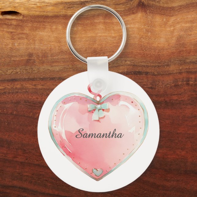 Porte-clés Heart key Chain, Any Name, Girl, Boy Kid (Recto)