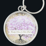 Porte-clés Heart Leaf Lavender Tree Vintage Bird Wedding<br><div class="desc">Heart Leaf Lavender Tree Vintage Bird Wedding</div>