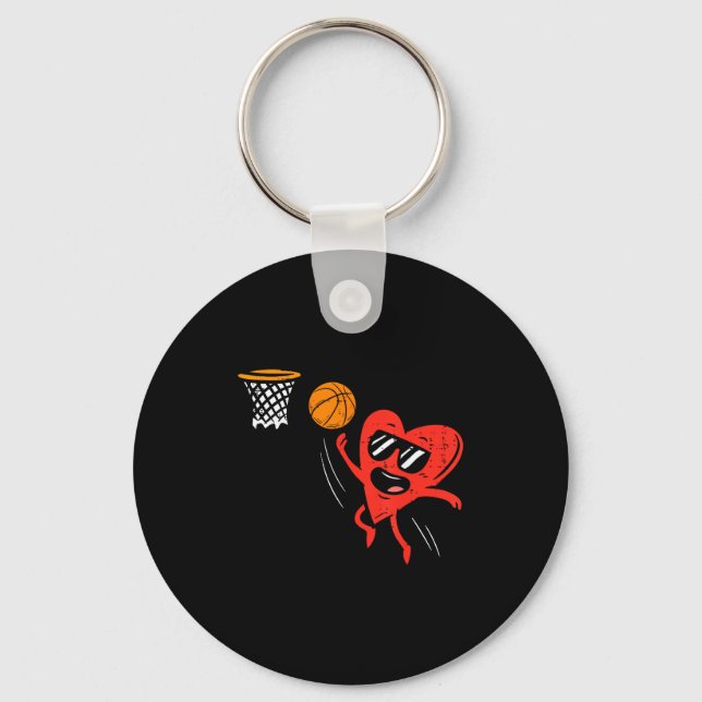 Porte-clés Heart Playing Basketball Cute Valentines Day Srts  (Recto)