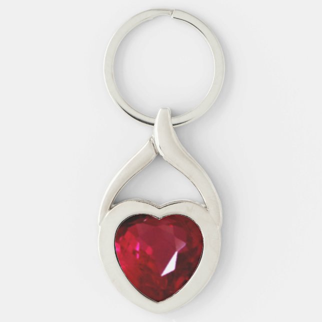 Porte-clés Heart Ruby Gemstone (Devant)